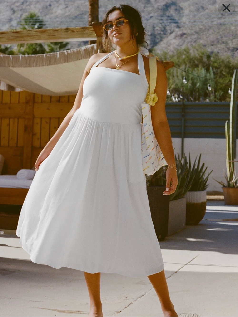 Abercrombie & Fitch White Halter Midi Dress